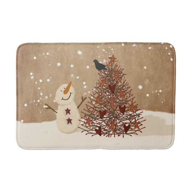 Tapis de bain de bonhomme de neige de bénédictions (Devant)