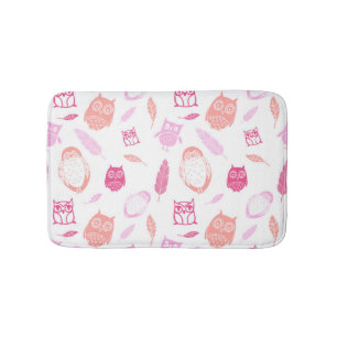 Tapis de bain de corail rose de plumes de hiboux