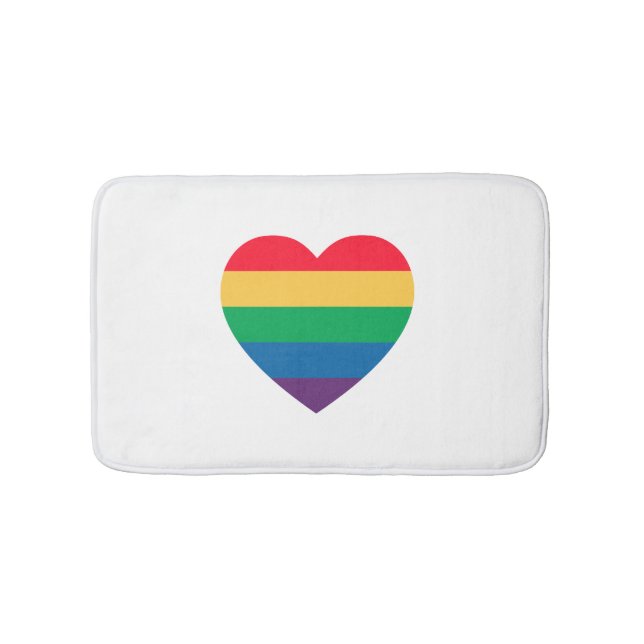 Tapis de bain de fierté de coeur d'arc-en-ciel (Devant)