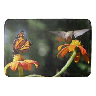 Tapis de bain de fleur de papillon de monarque
