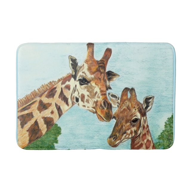 Tapis de bain de girafe de maman et de bébé (Devant)