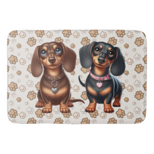 Tapis De Bain De mignons amis dachshund