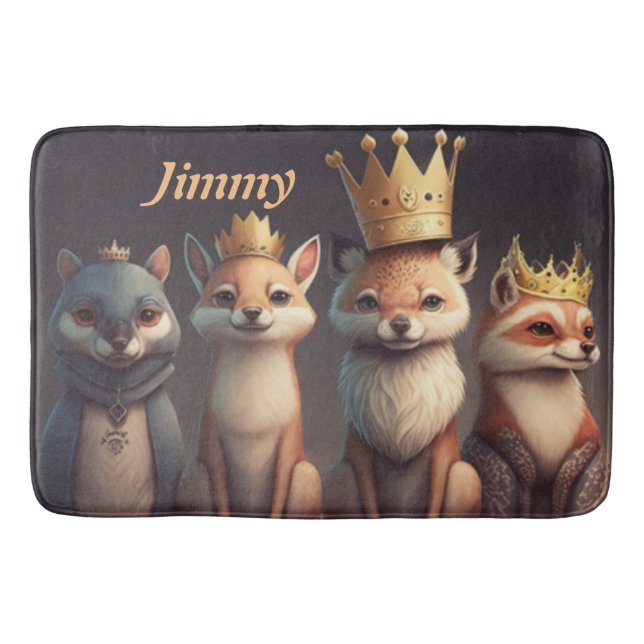 Tapis De Bain De mignons animaux sauvages en couronne (Devant)