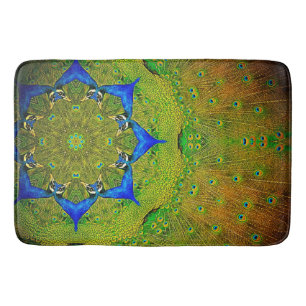Tapis de bain de paon de kaléidoscope