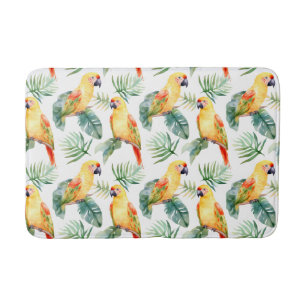 Tapis de bain de perroquet tropical coloré