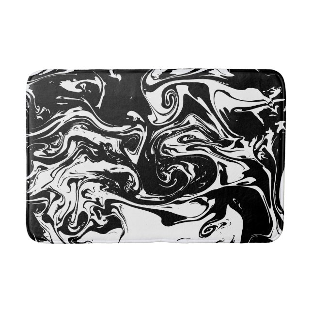 Tapis de bain de style Marbre blanc et noir (Devant)