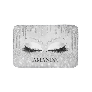 Tapis De Bain Déchets Silver Glam Name Eyes Lashes Parties scin
