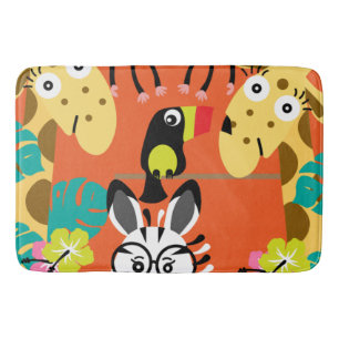Tapis De Bain Décor d'animaux de la jungle de pépinière