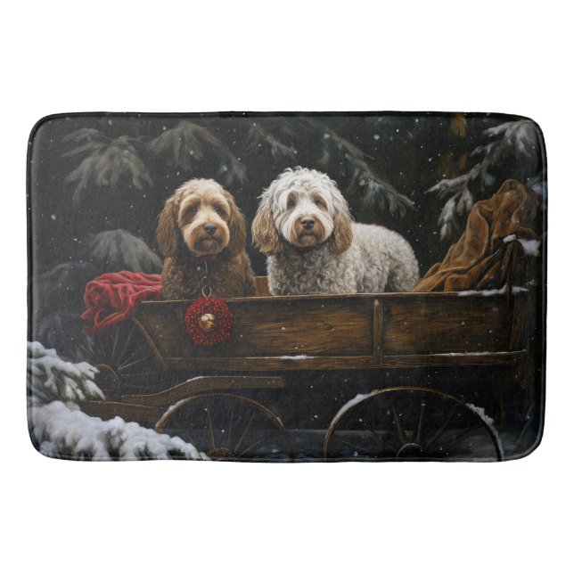 Tapis De Bain Décor de Noël Cockapoo Snowy Sleigh (Devant)