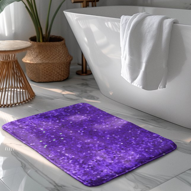 Tapis De Bain Deep Purple Glam Faux Glitter Pattern (Créateur téléchargé)