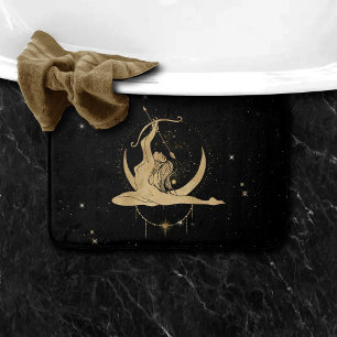 Tapis De Bain Déesse du Zodiaque Astrologie Sagittaire Or Cosm