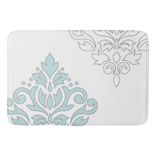 Tapis De Bain Défiler Damask Art I (ligne) Canard Oeuf Bleu Gris