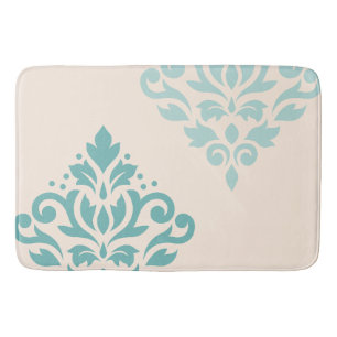 Tapis De Bain Défiler Damask Art I Teals on Cream