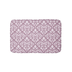 Tapis De Bain Défiler Damask Grand Motif rose sur Mauve