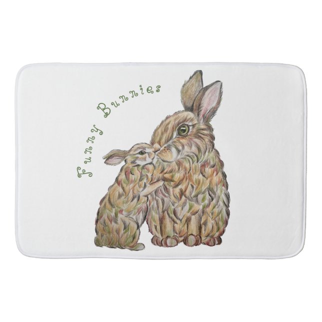 Tapis De Bain Des lapins amusants. Dessin au crayon (Devant)
