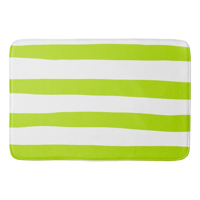 Tapis De Bain Des rayures inégales dans la chaux Vert et Blanc (Devant)