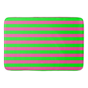 Tapis De Bain Design de bandes rose et verte