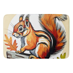 Tapis De Bain Design de charme d'écureuil d'automne