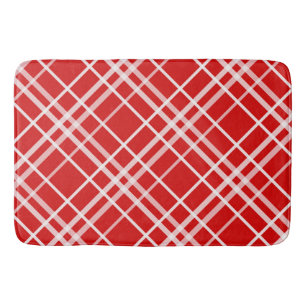 Tapis De Bain Design de Motif en Tartan blanc rouge
