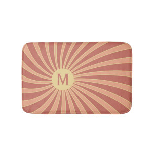 Tapis De Bain Design de solarium de style rétro rose et orange