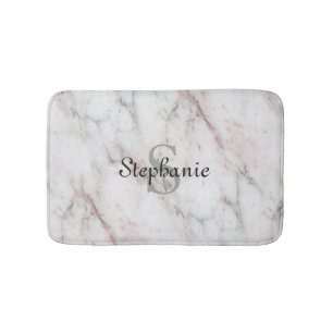 Tapis De Bain Design En Marbre Blanc Et Rose