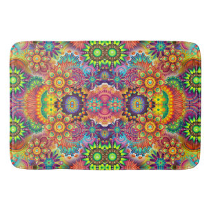 Tapis De Bain Design floral coloré Mandala Motif