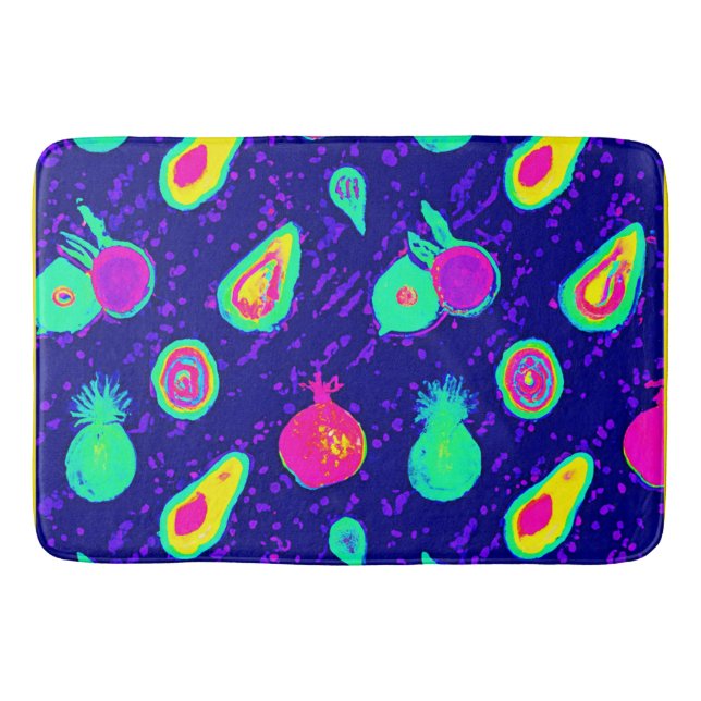 Tapis De Bain Design Motif de fruits de néon vibreux (Devant)