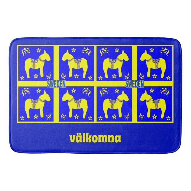Tapis De Bain design scandinave, Cheval suédois, Personnaliser, (Devant)