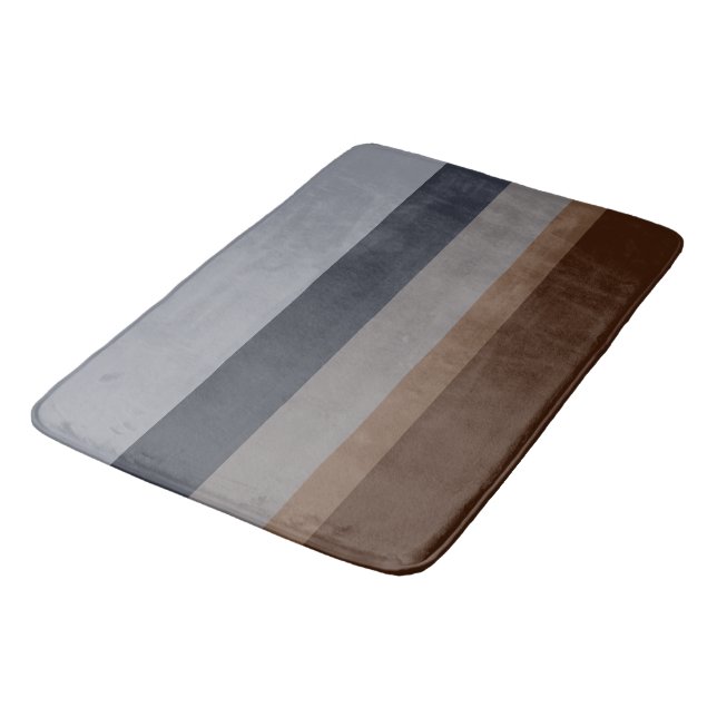 Tapis De Bain Design simple moderne en bleu et gris (Angle)