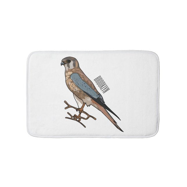 Tapis De Bain dessin animé d'oiseau-kestrel américain (Devant)