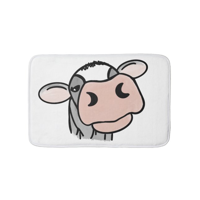 Tapis De Bain dessin animé vache noir blanc rose baiser gris ani (Devant)