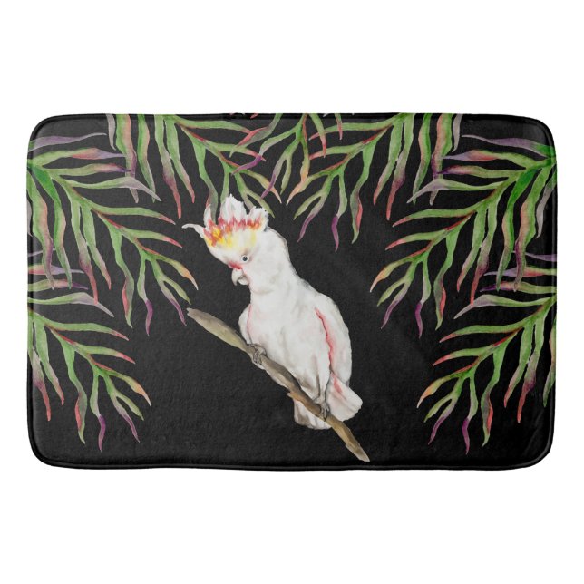 Tapis De Bain Dessin d'aquarelle d'un perroquet de cacatoès (Devant)