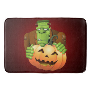 Tapis De Bain Dessin de Frankenstein Monster avec Citrouille