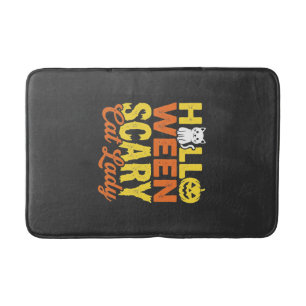 Tapis De Bain Dessin Halloween Dame Chat Effrayant_1
