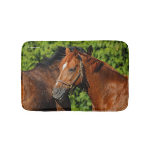Tapis De Bain Deux beaux chevaux de châtaignes au soleil