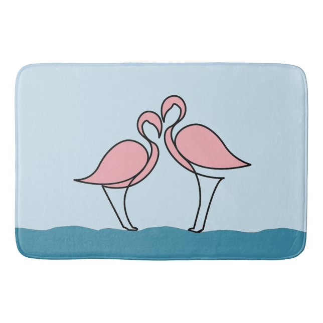 Tapis De Bain Deux Flamants roses roses sur l'eau (Devant)
