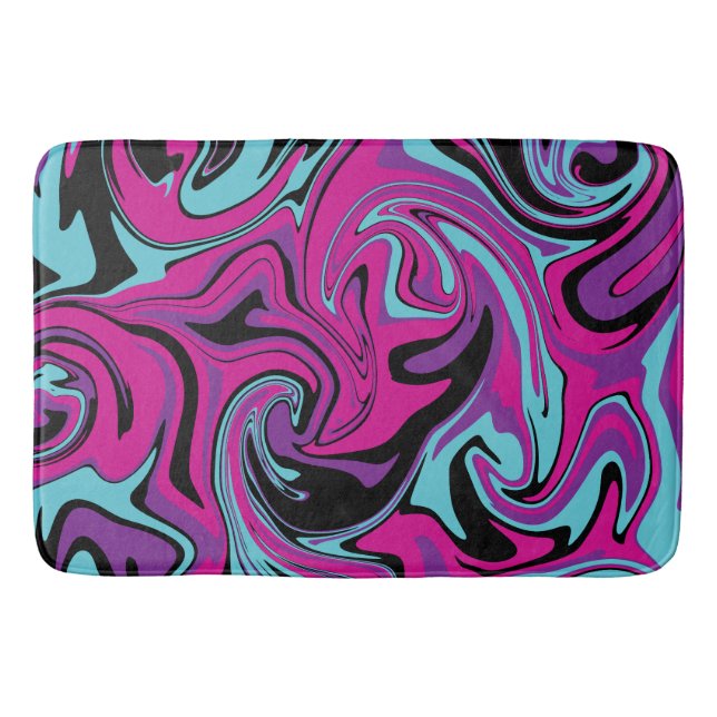 Tapis De Bain Déversement - rose, violet, bleu et noir (Devant)