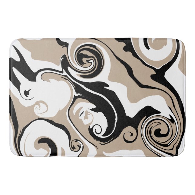 Tapis De Bain Déversement - Taupe, noir et blanc (Devant)