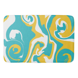 Tapis De Bain Déversement - Turquoise et Jaune