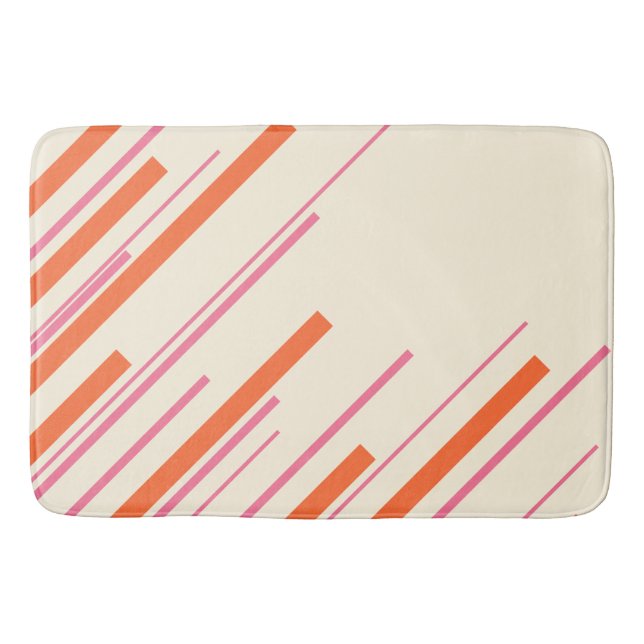 Tapis De Bain Diagonales - rose, orange et crème (Devant)