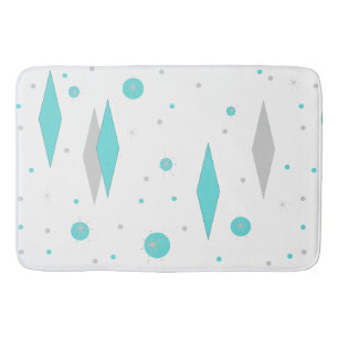Tapis De Bain Diamant Turquoise Rétro & Mat de bain Starburst