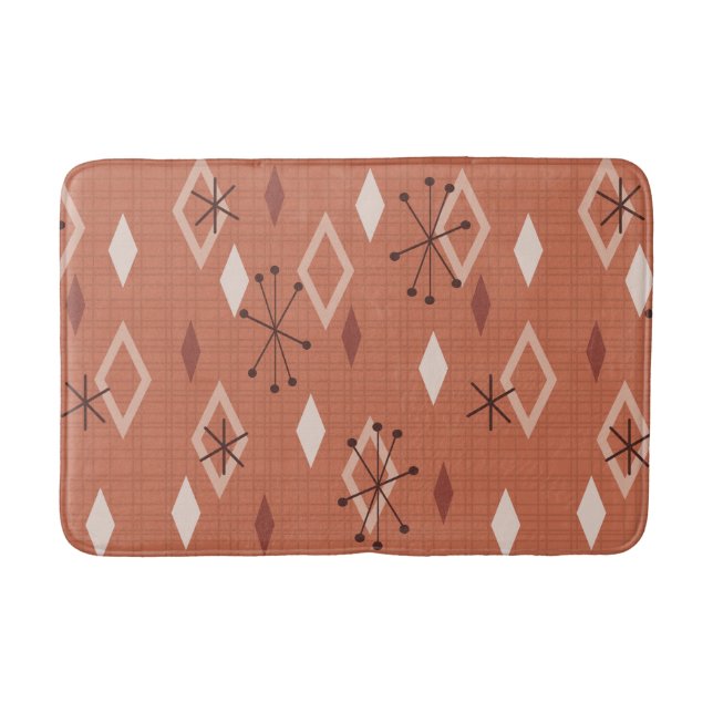 Tapis De Bain Diamants modernes du milieu du siècle Orange (Devant)