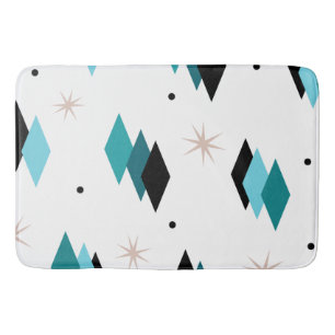 Tapis De Bain Diamants Turquoises modernes du milieu du siècle