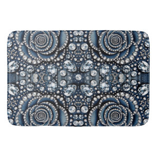 Tapis De Bain Diamond Rose & Denim Glam Bijoux à billes