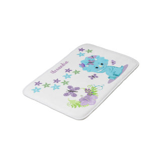Tapis De Bain Dinosaure floral personnalisé