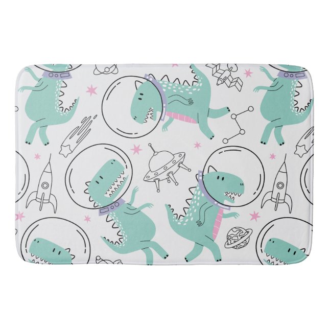 Tapis De Bain Dinosaures de l'espace, Dinosaures mignons, Navire (Devant)