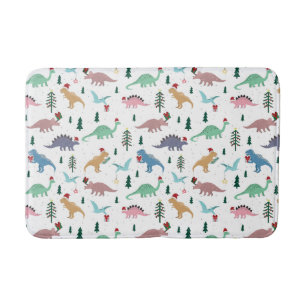 Tapis De Bain Dinosaures festifs Motif de Noël