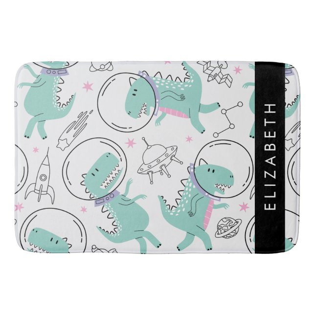 Tapis De Bain Dinosaures Spatiaux, Dinosaures Mignons, Étoiles,  (Devant)