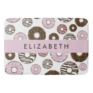 Tapis De Bain Donuts Roses, Donuts Brown, Sprinkings, Votre Nom