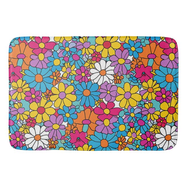 Tapis De Bain Doodle à fleurs super (Devant)